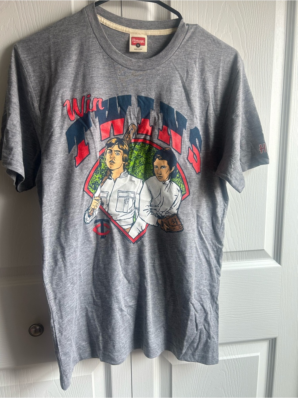HOMAGE Gray Short-Sleeve Tee with Red and Blue Twin Cities Graphic